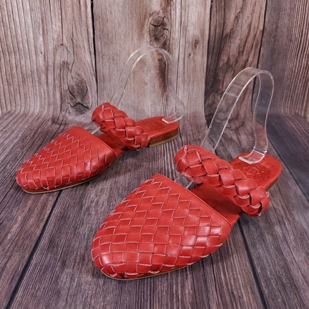 Elf Sea Escape Slide Sandals Womens Size 9 Made By Hand Red Leather